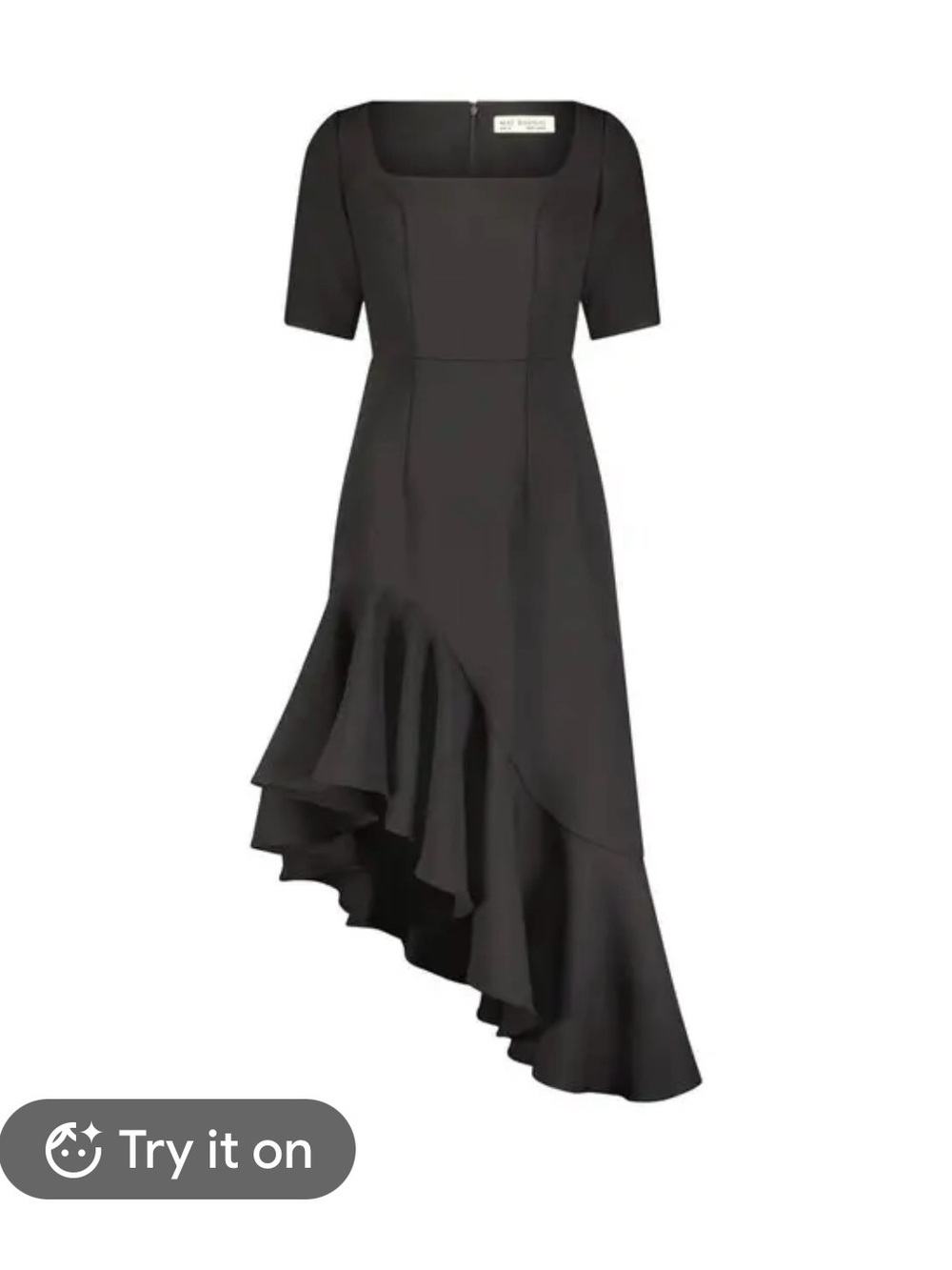 Mac Duggal Black Asymmetric Ruffle Midi Dress Sz 4